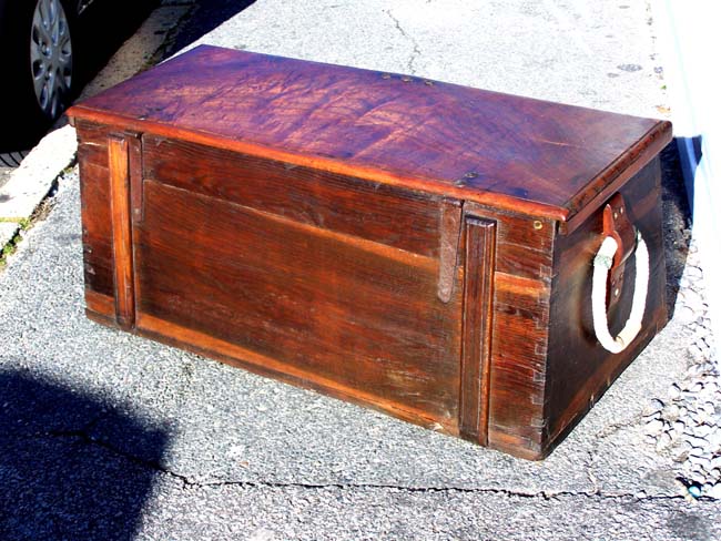 An early 19th century Dovetailed Sailor's Chest with Wonderful Ropework Beckets — image 3